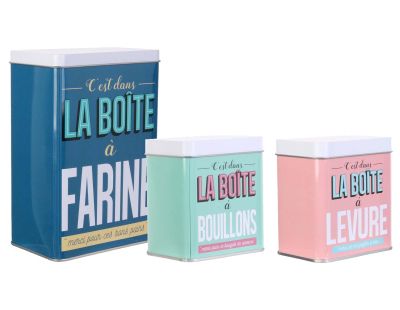 Set de boites de conservation en métal Epicerie (Lot de 3)