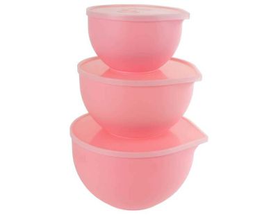 Set de 3 bols patissier avec couvecle (Rose)