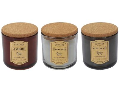 Set de 3 bougies avec bouchons en liège  Apothicaires 10 cm