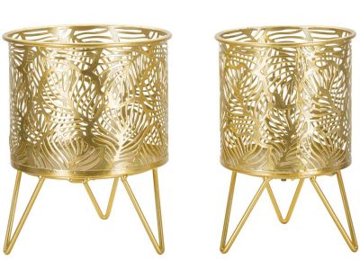 Set de 2 cache-pots en métal doré Naty