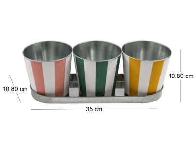 Set de 3 cache-pots en zinc Cabana 12 cm