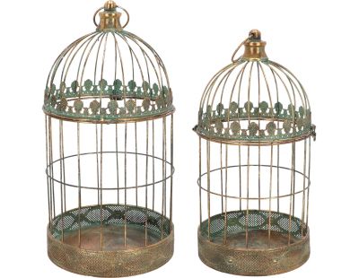 Set de 2 cages décoratives en métal vieilli