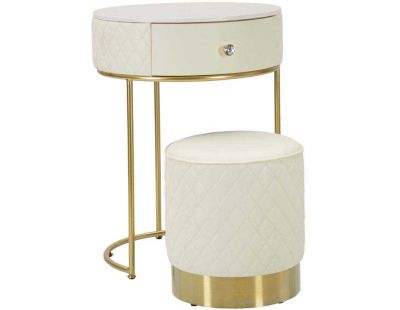 Set coiffeuse avec tabouret effet matelassé Sharon