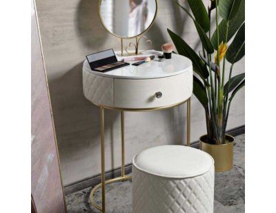 Set coiffeuse avec tabouret effet matelassé Sharon