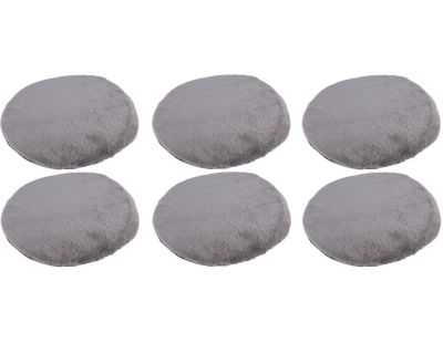 Set de 6 galettes de chaise en polyester imitation fourrure 34 cm (Gris)