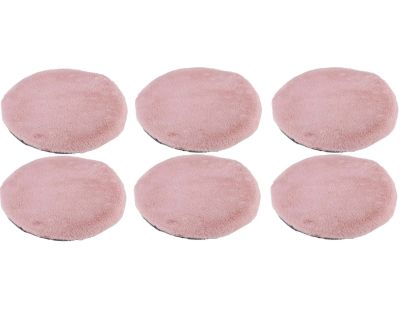 Set de 6 galettes de chaise en polyester imitation fourrure 34 cm (Rose)