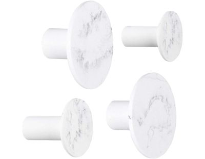 Set de 4 patères en polyrésine imitation marbre Marble (Blanc)