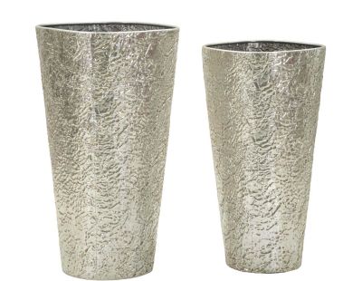 Set de 2 pots de fleur en métal argenté Argelux