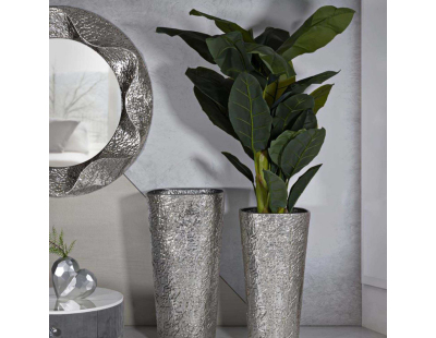 Set de 2 pots de fleur en métal argenté Argelux