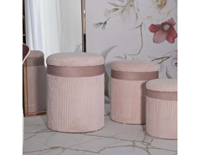 Set de 3 poufs coffre en MDF Curtain (Rose)