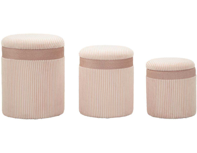 Set de 3 poufs coffre en MDF Curtain (Rose)