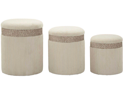 Set de 3 poufs coffre en MDF Curtain (Crème)