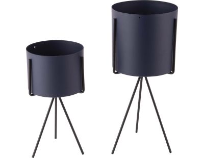 Set de 2 supports à plantes ronds Pedestal (Bleu foncé)