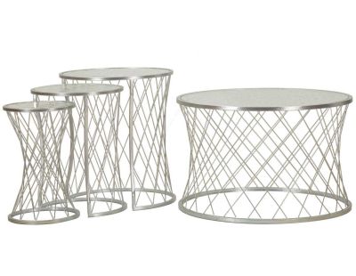 Set table basse et 3 tables d'appoints en métal Noah (Argent)
