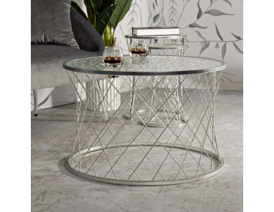 Set table basse et 3 tables d'appoints en métal Noah (Argent)