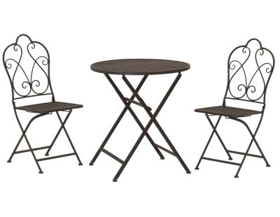 Set table et chaises pliant en métal vieilli