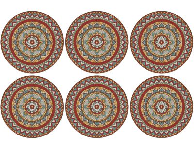 Set de table rond mandala 38 cm (Lot de 6) (Coloré)
