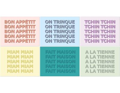 Set de table en vinyle 40 x 30 cm Blabla (Lot de 6 sets de table motifs assortis)
