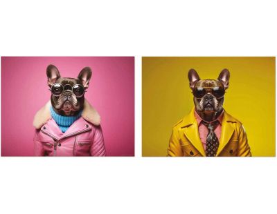 Set de table en vinyle 40 x 30 cm Funny dog (Lot de 2 sets de table assortis)