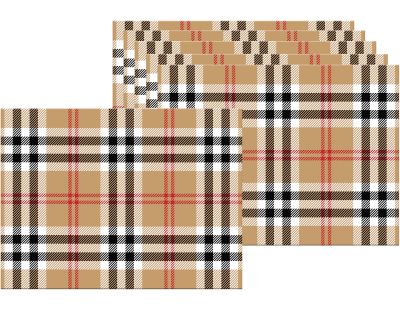 Set de table en vinyle 40 x 30 cm (Lot de 6) (Motif tartan)