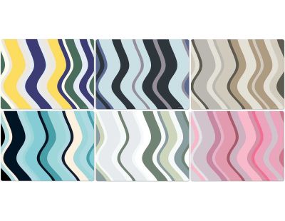 Set de table en vinyle 40 x 30 cm Wave II (Lot de 6 sets de table motifs assortis)