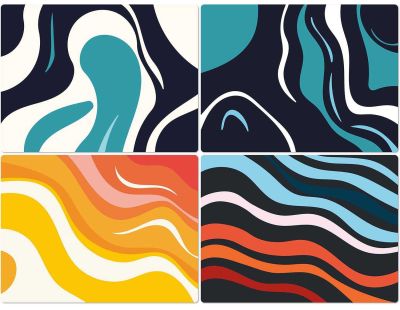 Set de table en vinyle 40 x 30 cm Wave (Lot de 4 sets de table motifs assortis)