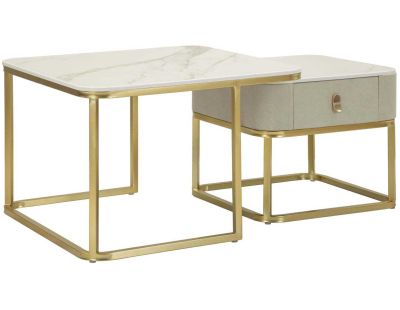 Set de 2 tables d'appoint gigognes en mdf et métal Beautry