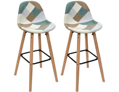 Set de 2 tabourets de bar patchwork (Bleu clair)