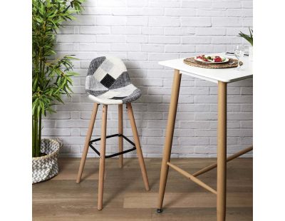 Set de 2 tabourets de bar patchwork (Gris)