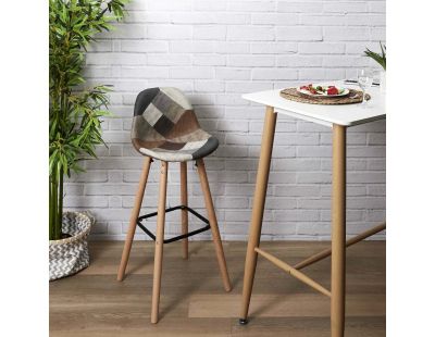 Set de 2 tabourets de bar patchwork (Marron)