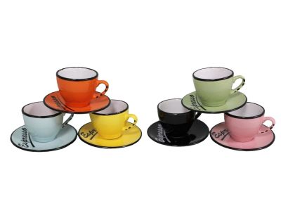 Set 6 tasses et sous tasses expresso Brasserie Bistrot (Lot de 6)