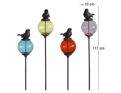 Set de 4 tuteurs boules colorées Animaux (Oiseaux queues basses)