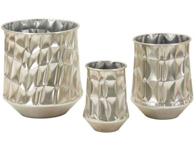 Set de 3 vases en métal argenté