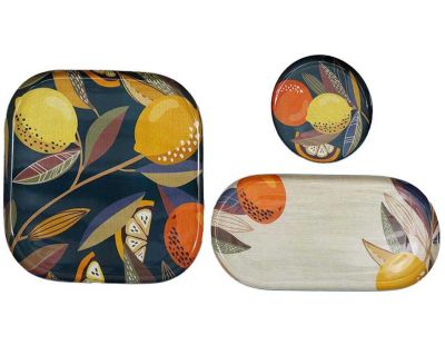 Set de 3 vide-poches en métal (Citrus bleu)