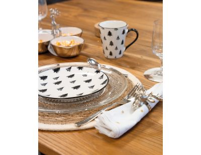 Sets de table ronds en jonc naturel et jute teinté (Lot de 6) (Naturel et blanc)