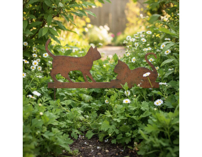 Silhouette en fer Chats sur piques (2 chats)