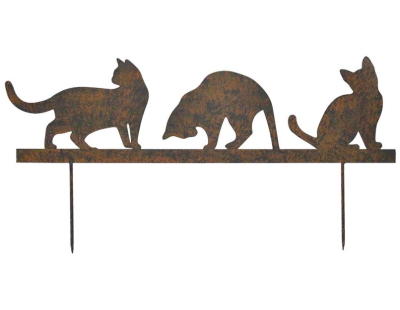 Silhouette en fer Chats sur piques (3 chats)