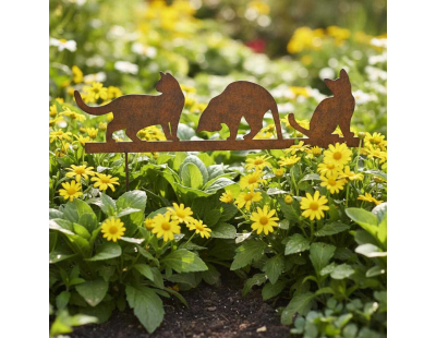 Silhouette en fer Chats sur piques (3 chats)