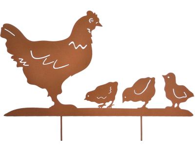 Silhouette poule avec poussins sur pique