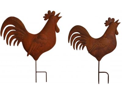 Silhouettes coq en fer (Lot de 2)