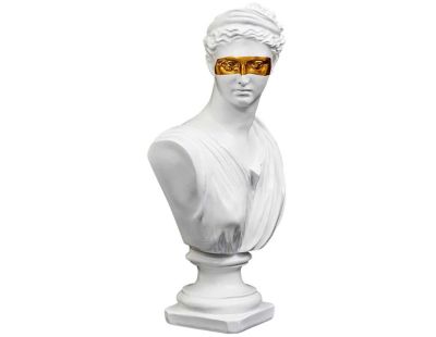 Statue buste avec masque doré en polyrésine 31.5 x 15.5 x 12 cm