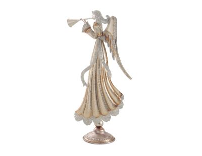 Statuette ange en métal doré et paillettes