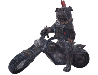 Statuette animal motard en polyrésine (Chien)