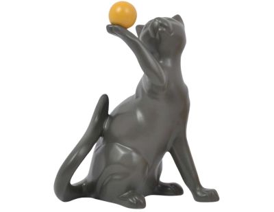Statuette en céramique chat avec balle Shadow (Gris)