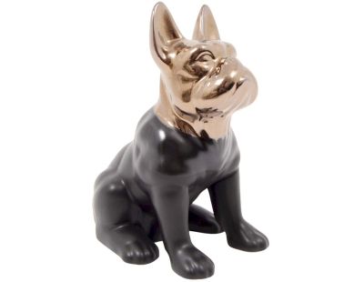 Statuette chien bouledogue en céramique Zoya (Noir et or)