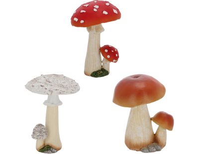 Statuette décorative en polyrésine Champignons (Lot de 3)