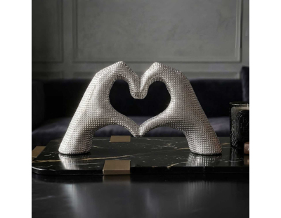 Statuette décorative en polyrésine Hands lover 25 x 7.5 x 13.5 cm (Argent)