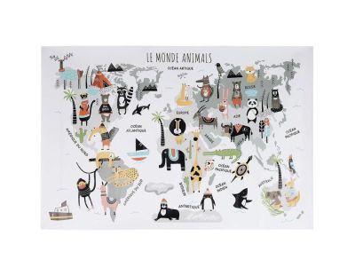 Sticker mural Mappemonde 90x60 cm (Continents gris)