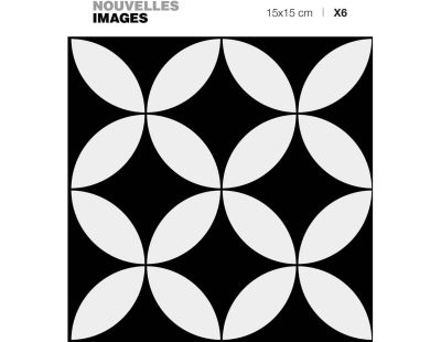Stickers rosaces noir et blanc 15 x 15 cm (Lot de 6)