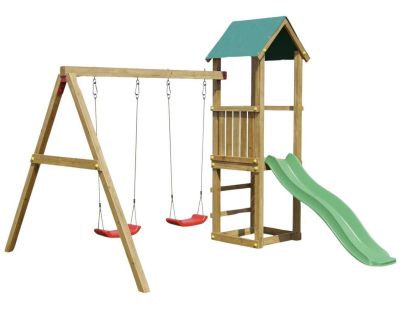 Structure de jeux en bois avec balançoire double Lucas